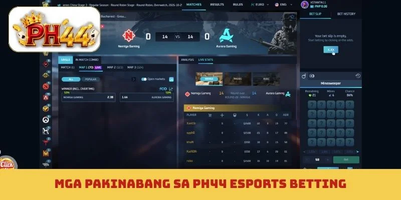 Mga pakinabang sa PH44 esports betting